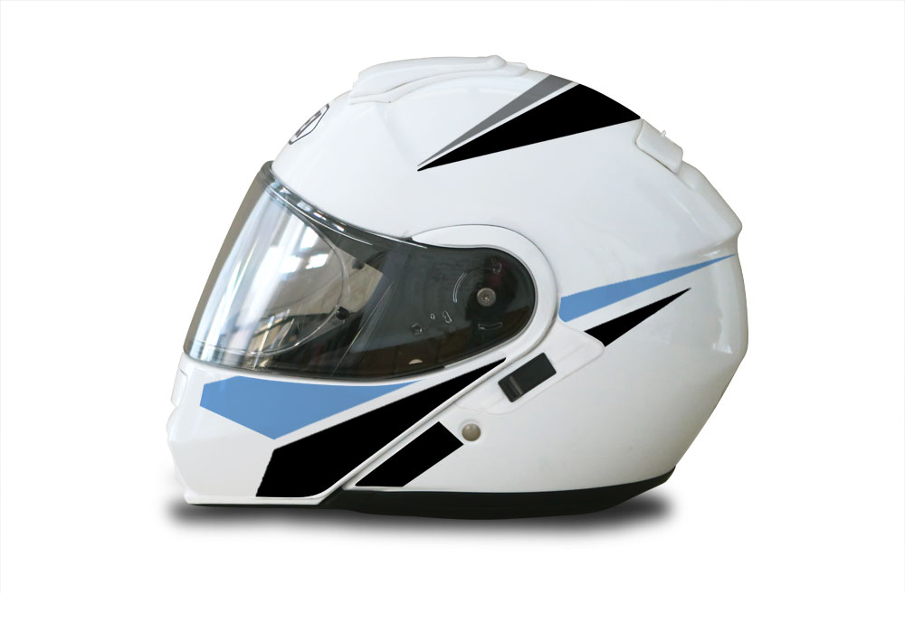 Shoei Neotec White Vivo Series Black & Light Blue Stickers Kit - Image 2