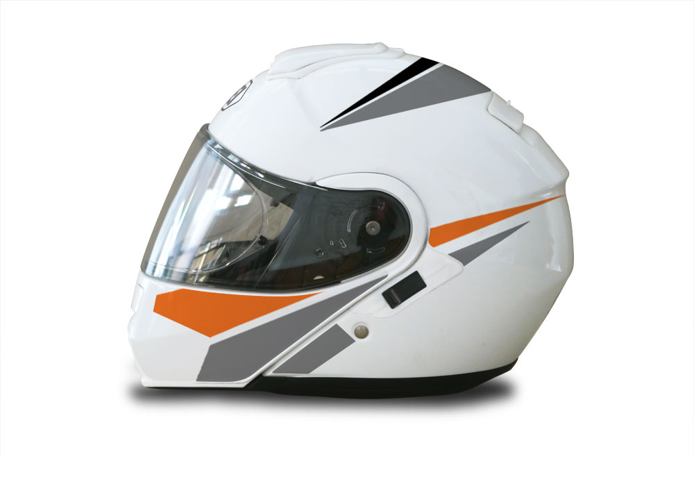 Shoei Neotec White Vivo Series Black & Orange Stickers Kit - Image 2