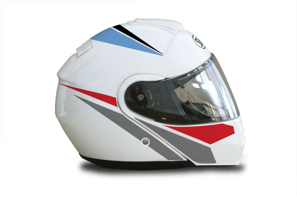 Shoei Neotec White Vivo Series Light Blue & Red Stickers Kit