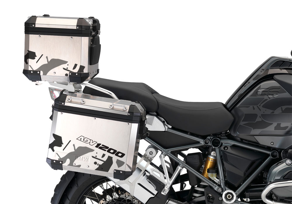 BMW Aluminum Top Box Safari Black & Grey Stickers Kit - Image 2