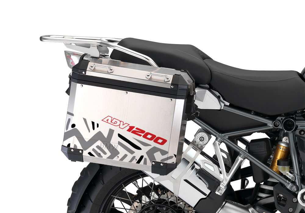 BMW Aluminum Side Pannier Massai Black & Red Stickers Kit