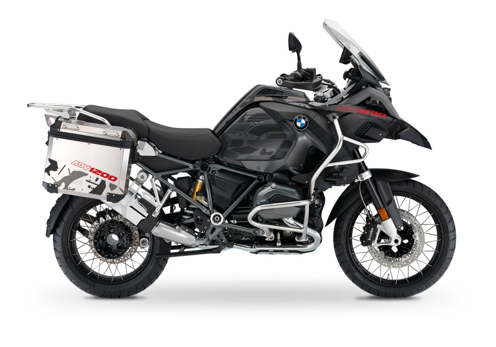 BMW Aluminum Side Pannier Safari Black & Red Stickers Kit - Image 2