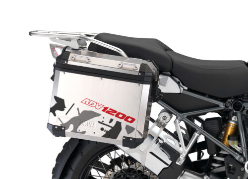 BMW Aluminum Side Pannier Safari Black & Red Stickers Kit