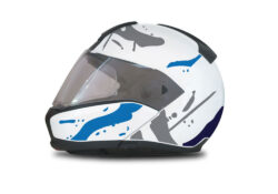BMW System 6 Helmet (White) Safari Blue & Black Stickers Kit