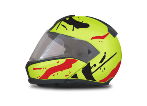 BMW System 6 Helmet (Yellow) Safari Red & Black Stickers Kit