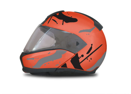BMW System 6 Helmet (Orange) Safari Grey & Black Stickers Kit