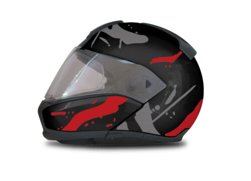 BMW System 6 Helmet (Black) Safari Red & Grey Stickers Kit