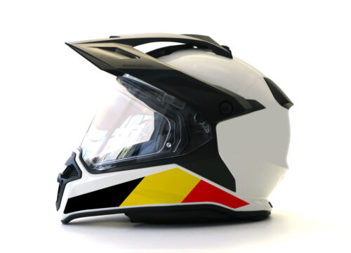 BMW GS Enduro Helmet (White) The Flag Series Belgium Sticker