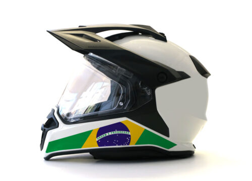 BMW GS Enduro Helmet (White) The Flag Series Brazil Sticker