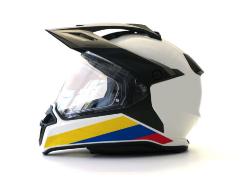 BMW GS Enduro Helmet (White) The Flag Series Colombia Sticker