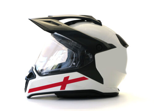BMW GS Enduro Helmet (White) The Flag Series England Sticker