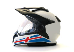 BMW GS Enduro Helmet (White) The Flag Series Iceland Sticker