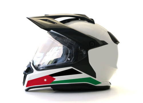 BMW GS Enduro Helmet (White) The Flag Series Jordan Sticker