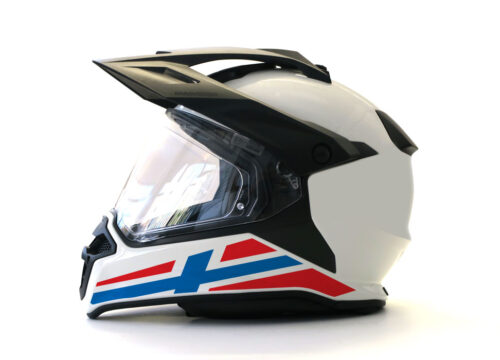 BMW GS Enduro Helmet (White) The Flag Series Norway Sticker