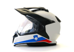 BMW GS Enduro Helmet (White) The Flag Series Slovenia Sticker