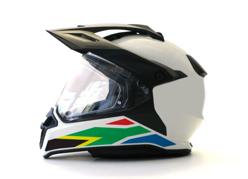 BMW GS Enduro Helmet (White) The Flag Series South Africa Sticker