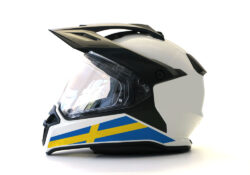 BMW GS Enduro Helmet (White) The Flag Series Sweden Sticker
