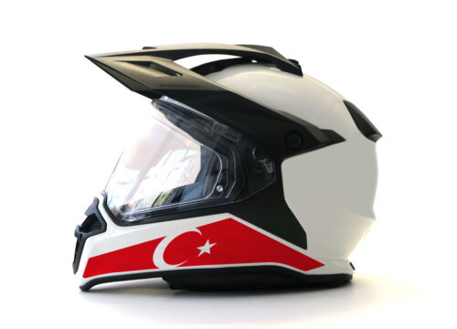BMW GS Enduro Helmet (White) The Flag Series Turkey Sticker