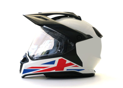 BMW GS Enduro Helmet (White) The Flag Series UK Sticker