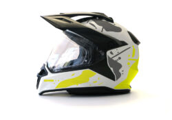 BMW GS Enduro Helmet (White) Safari Series Fluo Yellow Stickers Kit