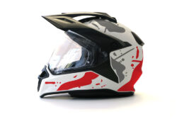 BMW GS Enduro Helmet (White) Safari Series Red & Grey Stickers Kit