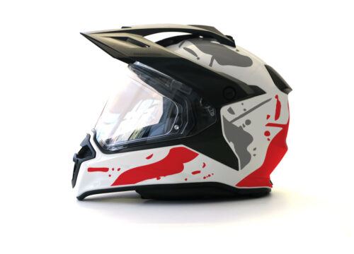 BMW GS Enduro Helmet (White) Safari Series Red & Grey Stickers Kit