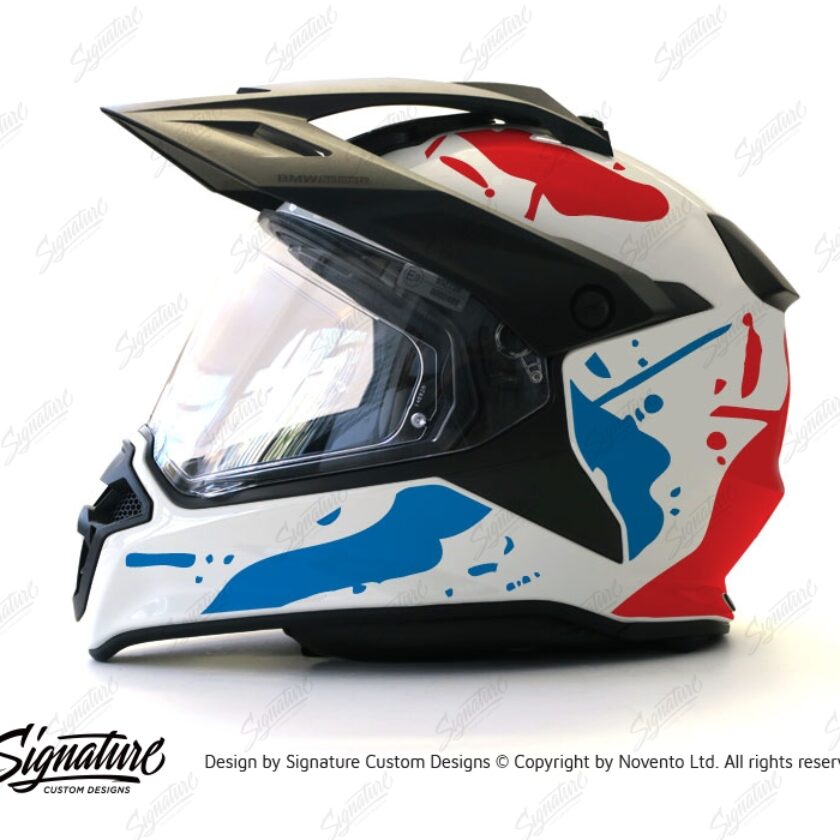 bmw motorcycle helmets red white and blue BMW GS Enduro Helmet (White) Safari Series Red & Blue Stickers Kit