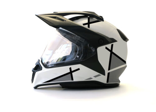 BMW GS Enduro Helmet (White) Vector Series Grey & Black Stickers Kit