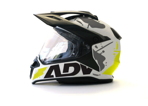 BMW GS Enduro Helmet (White) Safari Series Fluo Yellow Stickers Kit