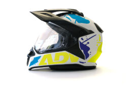BMW GS Enduro Helmet (White) Safari Series Fluo Yellow Stickers Kit