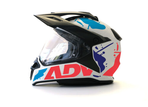 BMW GS Enduro Helmet (White) Safari Series Fluo Red Stickers Kit