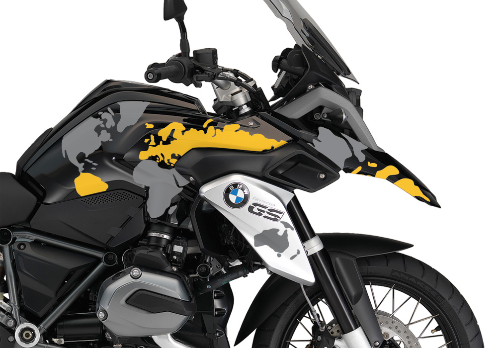 BKIT 2761 BMW R1200GS LC Triple Black The Globe Yellow Grey Stickers Kit 02 1
