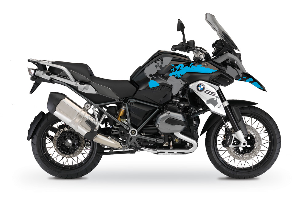BKIT 2762 BMW R1200GS LC Triple Black The Globe Blue Grey Stickers Kit 01 1