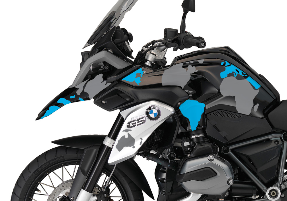 BKIT 2762 BMW R1200GS LC Triple Black The Globe Blue Grey Stickers Kit 04