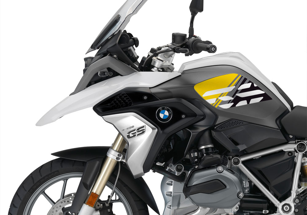 BMW R1200GS LC 2017+ Light White Style Anniversary LE Yellow Side Tank Stickers - Image 2