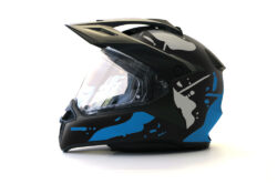 BMW GS Enduro Helmet (Black) Safari Blue & Silver Stickers Kit