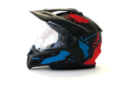 BMW GS Enduro Helmet (Black) Safari Red & Blue Stickers Kit