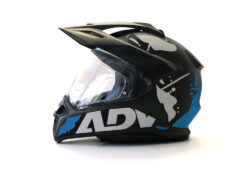 BMW GS Enduro Helmet (Black) Safari ADV Blue & Silver Stickers Kit