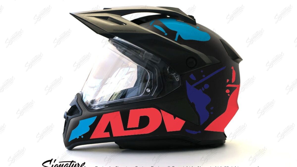 BMW GS Enduro Helmet (Black) Safari ADV Blue & Red Kit - Signature
