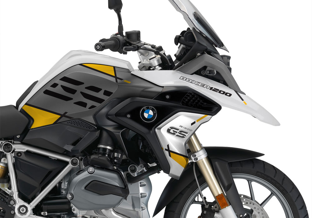 BMW R1200GS LC 2017+ Light White Vector Series Yellow Stickers Kit - Image 2