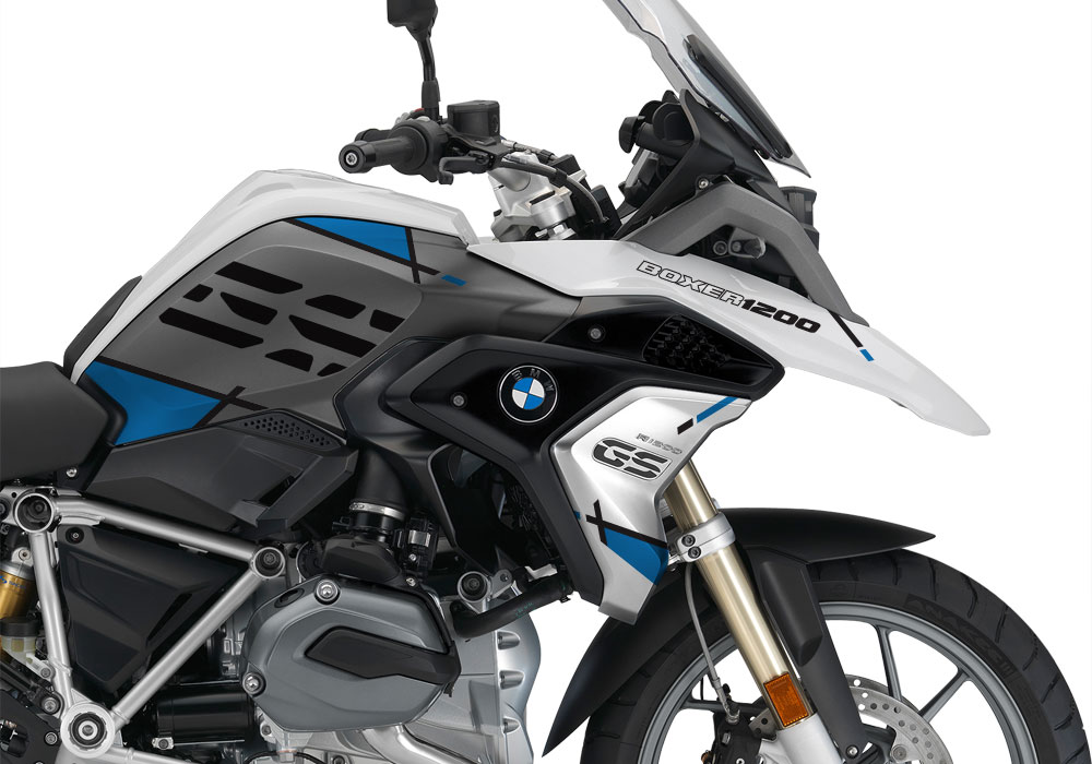 BMW R1200GS LC 2017+ Light White Vector Series Blue Stickers Kit - Image 2