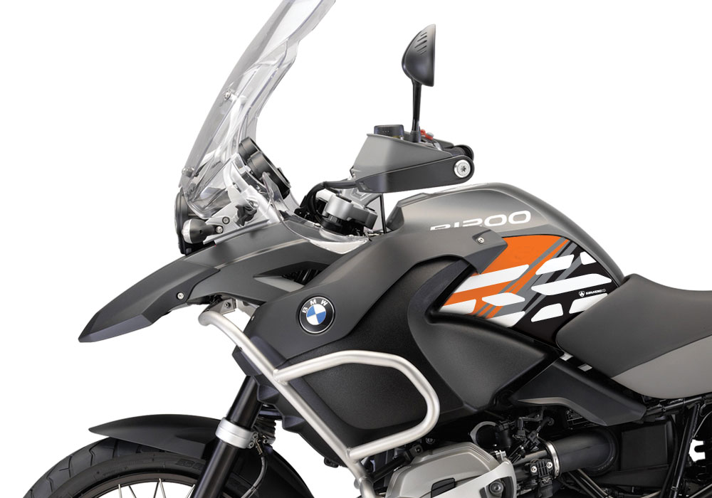 BMW R1200GS Adventure 2008-2013 Charcoal Grey Style Anniversary LE Orange Side Tank Stickers - Image 2