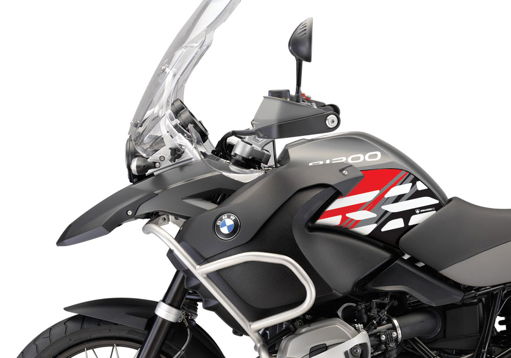 BMW R1200GS Adventure 2008-2013 Charcoal Grey Style Anniversary LE Red Side Tank Stickers - Image 2