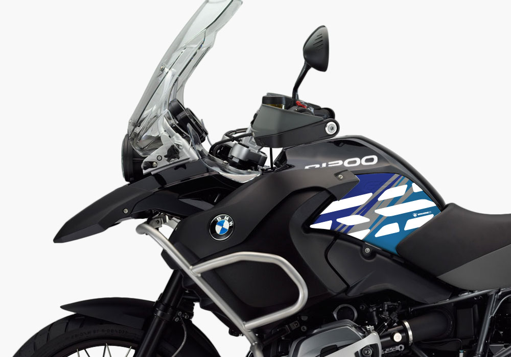 BMW R1200GS Adventure 2008-2013 Triple Black Style Anniversary LE Blue Side Tank Stickers - Image 2