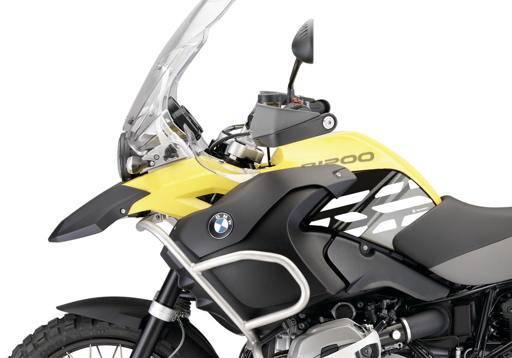 BMW R1200GS Adventure 2008-2013 Sunset Yellow Style Anniversary LE Black Side Tank Stickers - Image 2