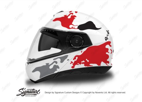 HEL 2580 Schuberth C4 White Helmet The Globe Series Red Black Grey Stickers Kit 01 1
