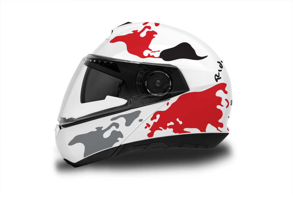 HEL 2580 Schuberth C4 White Helmet The Globe Series Red Black Grey Stickers Kit 01 1