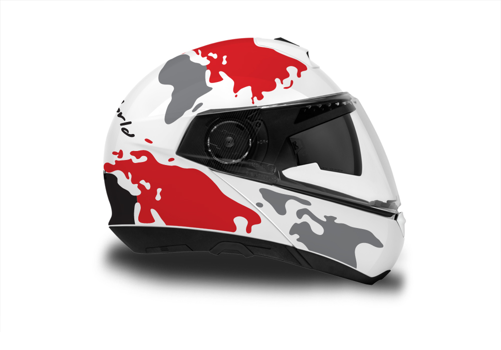 HEL 2580 Schuberth C4 White Helmet The Globe Series Red Black Grey Stickers Kit 02 1