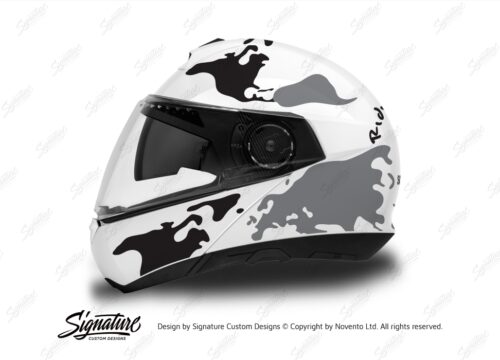 HEL 2839 Schuberth C4 White Helmet The Globe Series Black Grey Stickers Kit 01 1