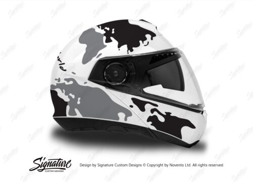 HEL 2839 Schuberth C4 White Helmet The Globe Series Black Grey Stickers Kit 02 1